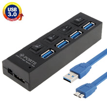 Load image into Gallery viewer, 4 Ports USB 3.0 HUB, Super Speed 5Gbps, Plug and Play, Support 1TB , 4 Ports (Black), 4 Ports (White)