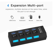 Load image into Gallery viewer, 4 Ports USB 3.0 HUB, Super Speed 5Gbps, Plug and Play, Support 1TB , 4 Ports (Black), 4 Ports (White)