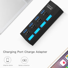 Load image into Gallery viewer, 4 Ports USB 3.0 HUB, Super Speed 5Gbps, Plug and Play, Support 1TB , 4 Ports (Black), 4 Ports (White)