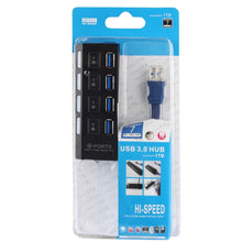 Load image into Gallery viewer, 4 Ports USB 3.0 HUB, Super Speed 5Gbps, Plug and Play, Support 1TB , 4 Ports (Black), 4 Ports (White)