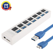 Load image into Gallery viewer, 7 Ports USB 3.0 HUB, Super Speed 5Gbps, Plug and Play, Support 1TB, 7 Ports (Black), 7 Ports (White)