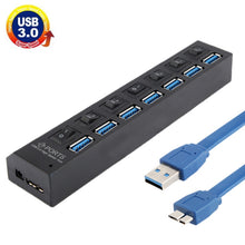 Load image into Gallery viewer, 7 Ports USB 3.0 HUB, Super Speed 5Gbps, Plug and Play, Support 1TB, 7 Ports (Black), 7 Ports (White)