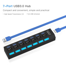 Load image into Gallery viewer, 7 Ports USB 3.0 HUB, Super Speed 5Gbps, Plug and Play, Support 1TB, 7 Ports (Black), 7 Ports (White)