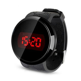 Touch Screen Unisex LED Digital Watch Wristwatch Timepiece Silicon Strap ( White )