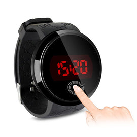 Touch Screen Unisex LED Digital Watch Wristwatch Timepiece Silicon Strap ( White )