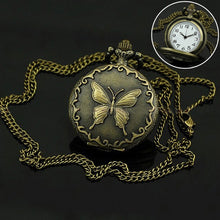 Load image into Gallery viewer, Butterfly Pattern Zinc Alloy Chain Analog Quartz Pocket Watch