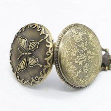 Load image into Gallery viewer, Butterfly Pattern Zinc Alloy Chain Analog Quartz Pocket Watch