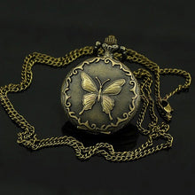 Load image into Gallery viewer, Butterfly Pattern Zinc Alloy Chain Analog Quartz Pocket Watch