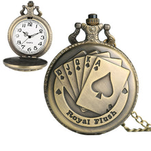 Load image into Gallery viewer, Playing Card Pattern Zinc Alloy Quartz Waterproof Pocket Watch