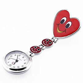 Smile Style Portable Alloy Nurse Round Quartz Wristwatch Watch with Pin