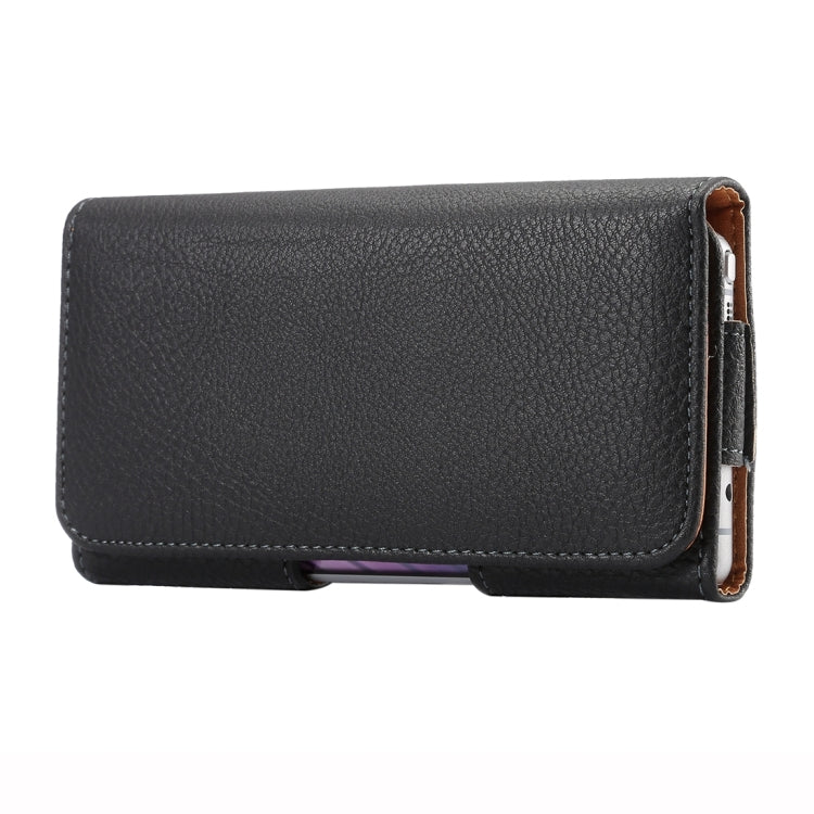 5.7 inch Litchi Texture Vertical Flip Thwartwise Leather Case / Waist Bag for Galaxy S8+ / S9+ / Note 8, iPhone 8 Plus / 7 Plus(Black)