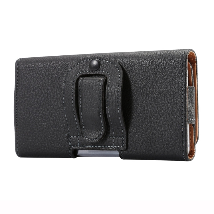 5.7 inch Litchi Texture Vertical Flip Thwartwise Leather Case / Waist Bag for Galaxy S8+ / S9+ / Note 8, iPhone 8 Plus / 7 Plus(Black)