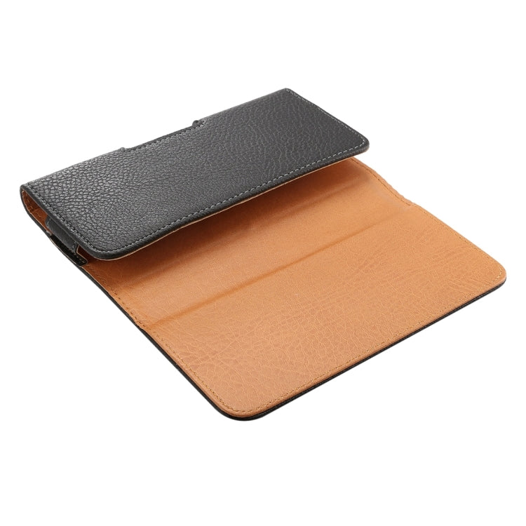 5.7 inch Litchi Texture Vertical Flip Thwartwise Leather Case / Waist Bag for Galaxy S8+ / S9+ / Note 8, iPhone 8 Plus / 7 Plus(Black)