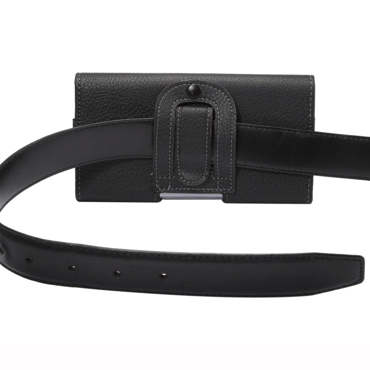 5.7 inch Litchi Texture Vertical Flip Thwartwise Leather Case / Waist Bag for Galaxy S8+ / S9+ / Note 8, iPhone 8 Plus / 7 Plus(Black)