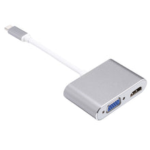 Load image into Gallery viewer, 2 in 1 VGA &amp; HDMI Female to USB-C / Type-C Male Hub Splitter Adapter, VGA+HDMI