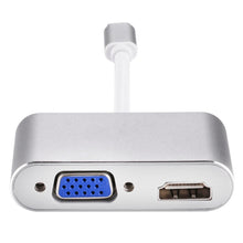 Load image into Gallery viewer, 2 in 1 VGA &amp; HDMI Female to USB-C / Type-C Male Hub Splitter Adapter, VGA+HDMI