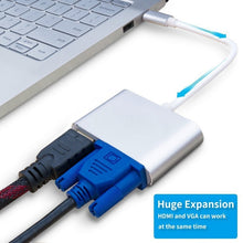 Load image into Gallery viewer, 2 in 1 VGA &amp; HDMI Female to USB-C / Type-C Male Hub Splitter Adapter, VGA+HDMI