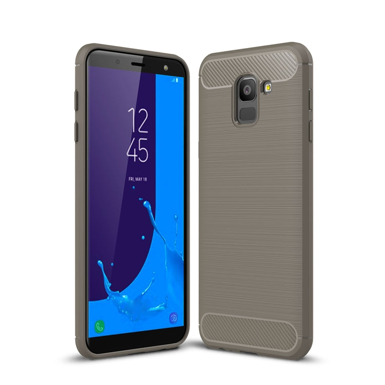 Brushed Texture Carbon Fiber Shockproof TPU Case for Galaxy J6 2018 (EU Version)