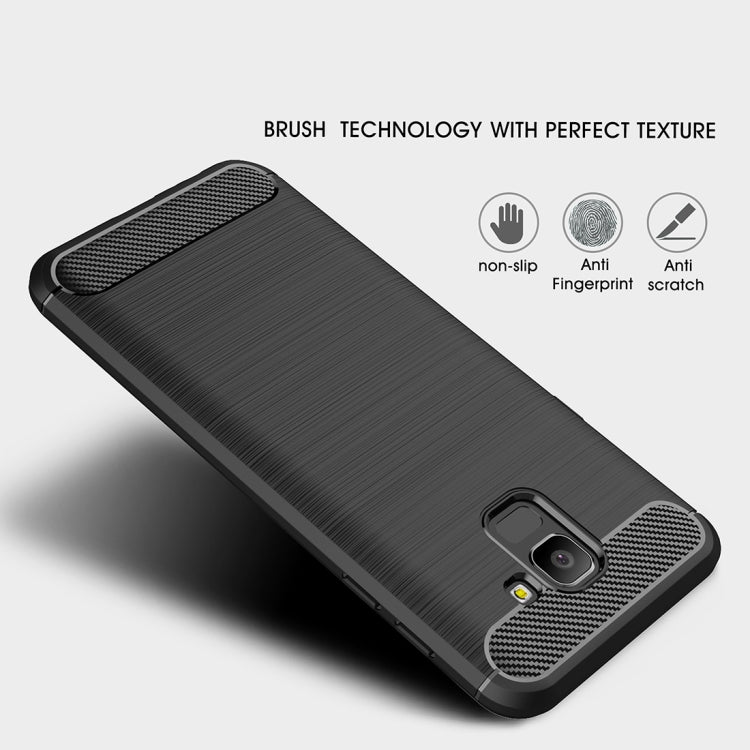 Brushed Texture Carbon Fiber Shockproof TPU Case for Galaxy J6 2018 (EU Version)