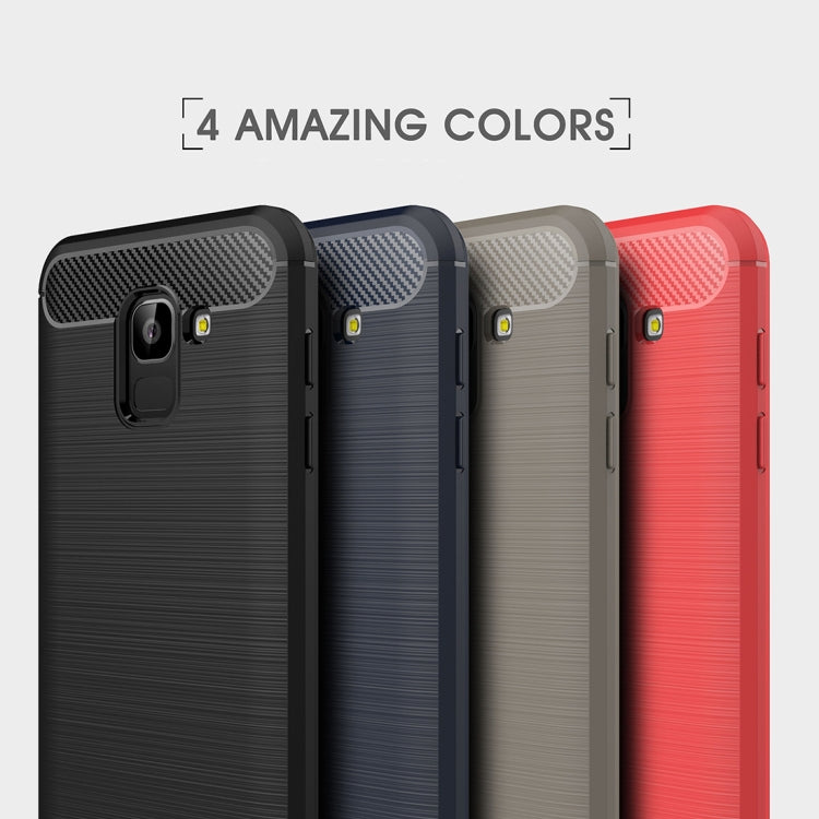 Brushed Texture Carbon Fiber Shockproof TPU Case for Galaxy J6 2018 (EU Version)