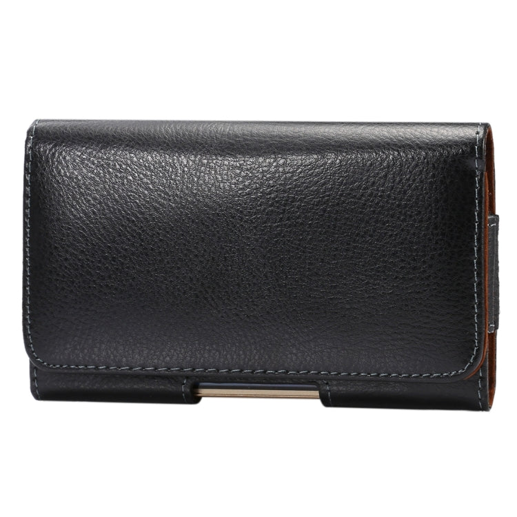 5.5 inch Litchi Texture Vertical Flip Thwartwise Genuine Leather Case / Waist Bag with Rotatable Back Splint for Galaxy S7 Edge & Note 5 & 4 & 3 & 2, Huawei P9 Plus & Honor 7i & Honor 6 Plus, etc