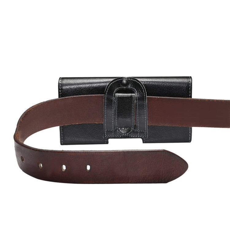 5.5 inch Litchi Texture Vertical Flip Thwartwise Genuine Leather Case / Waist Bag with Rotatable Back Splint for Galaxy S7 Edge & Note 5 & 4 & 3 & 2, Huawei P9 Plus & Honor 7i & Honor 6 Plus, etc