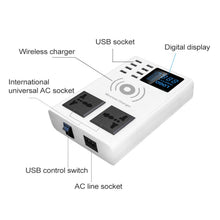 Load image into Gallery viewer, YC-CDA10W 10W Multi Port USB Intelligent Digital Display Fast Charging Wireless Charger, UK Plug