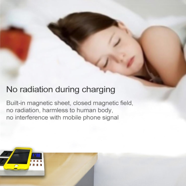 YC-CDA10W 10W Multi Port USB Intelligent Digital Display Fast Charging Wireless Charger, UK Plug