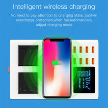 Load image into Gallery viewer, YC-CDA10W 10W Multi Port USB Intelligent Digital Display Fast Charging Wireless Charger, UK Plug
