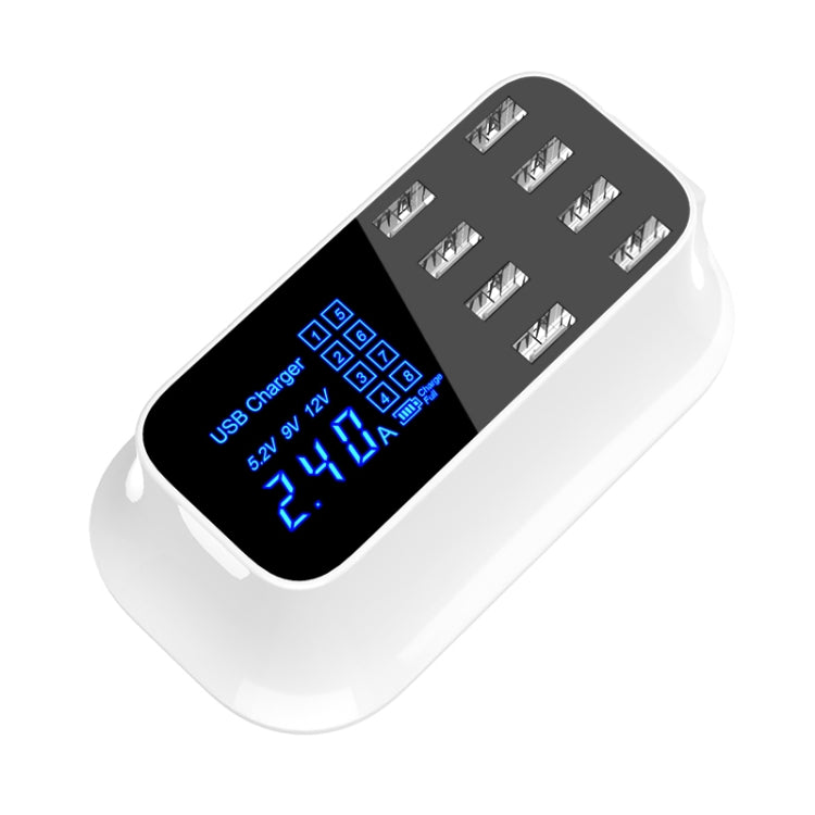 YC-CDA19A 8-port USB Multi-function 40W Intelligent Digital Display Fast Charging Dock, UK Plug