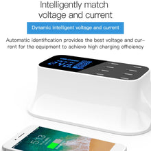 Load image into Gallery viewer, YC-CDA19A 8-port USB Multi-function 40W Intelligent Digital Display Fast Charging Dock, UK Plug