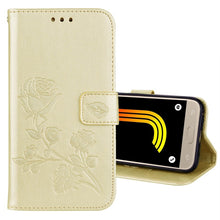 Load image into Gallery viewer, For Galaxy J3 (2017) / J330 (EU Version) Roses Pressed Flower Pattern Horizontal Flip Leather Case with Holder &amp; Card Slots &amp; Wallet