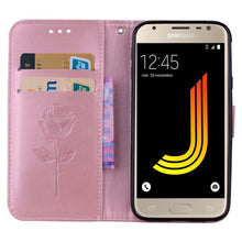 Load image into Gallery viewer, For Galaxy J3 (2017) / J330 (EU Version) Roses Pressed Flower Pattern Horizontal Flip Leather Case with Holder &amp; Card Slots &amp; Wallet