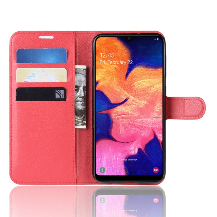 Litchi Texture Horizontal Flip Leather Case for Galaxy A10, with Wallet & Holder & Card Slots