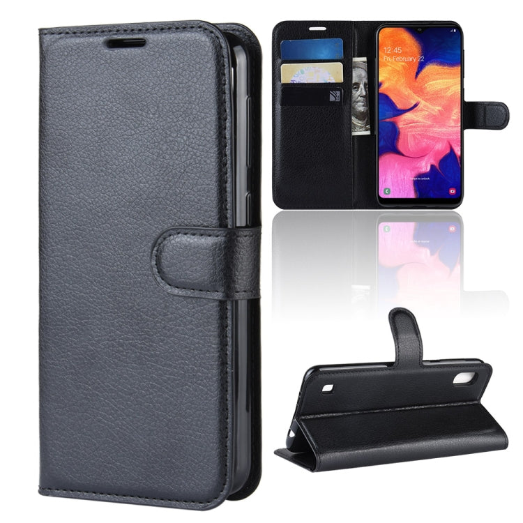Litchi Texture Horizontal Flip Leather Case for Galaxy A10, with Wallet & Holder & Card Slots