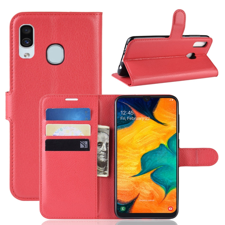 Litchi Texture Horizontal Flip Leather Case for Galaxy A30, with Wallet & Holder & Card Slots