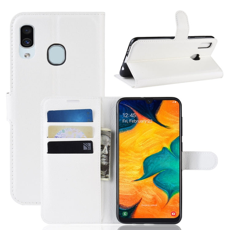 Litchi Texture Horizontal Flip Leather Case for Galaxy A30, with Wallet & Holder & Card Slots
