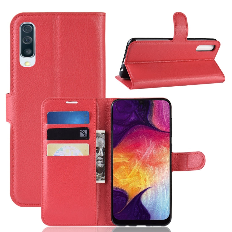 Litchi Texture Horizontal Flip Leather Case for Galaxy A50, with Wallet & Holder & Card Slots