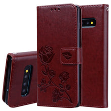 Load image into Gallery viewer, Rose Embossed Horizontal Flip PU Leather Case for Galaxy S10, with Holder &amp; Card Slots &amp; Wallet
