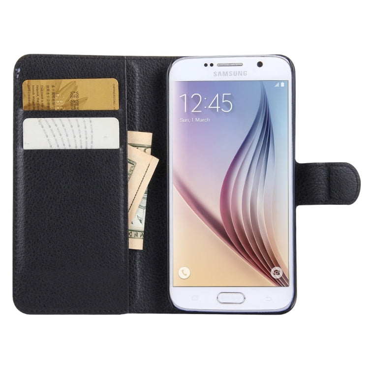 For Galaxy S6 / G920 Litchi Texture Horizontal Flip Leather Case with Holder & Card Slots & Wallet