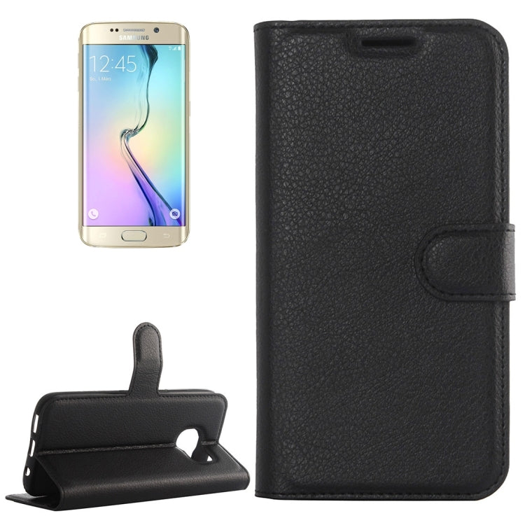 For Galaxy S6 Edge / G925 Litchi Texture Horizontal Flip Leather Case with Holder & Card Slots & Wallet