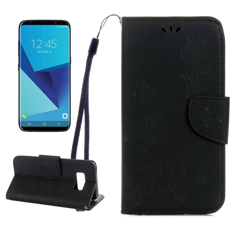 For Galaxy S8 Butterflies Embossing Horizontal Flip Leather Case with Holder & Card Slots & Wallet & Lanyard