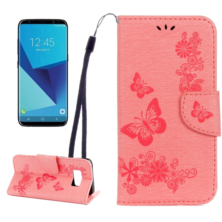For Galaxy S8 Butterflies Embossing Horizontal Flip Leather Case with Holder & Card Slots & Wallet & Lanyard
