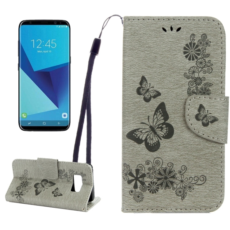 For Galaxy S8 Butterflies Embossing Horizontal Flip Leather Case with Holder & Card Slots & Wallet & Lanyard