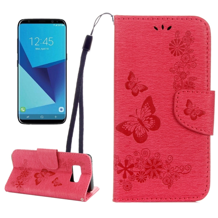 For Galaxy S8 Butterflies Embossing Horizontal Flip Leather Case with Holder & Card Slots & Wallet & Lanyard