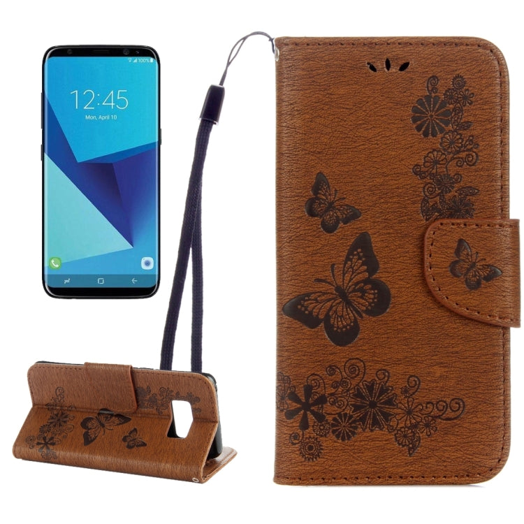 For Galaxy S8 Butterflies Embossing Horizontal Flip Leather Case with Holder & Card Slots & Wallet & Lanyard