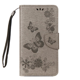 For Galaxy A8 (2018) Vintage Embossed Floral Butterfly Pattern Horizontal Flip Leather Case with Card Slot & Holder & Wallet & Lanyard, For Galaxy A8 (2018)