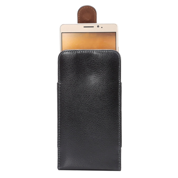 6.3 inch Litchi Texture Vertical Flip Upright Genuine Leather Case / Waist Bag with Rotatable Back Splint for Galaxy Mega 6.3 / i9200 / i9208 / 9152 / 9158 / p709, etc