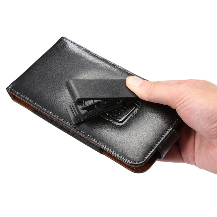 6.3 inch Litchi Texture Vertical Flip Upright Genuine Leather Case / Waist Bag with Rotatable Back Splint for Galaxy Mega 6.3 / i9200 / i9208 / 9152 / 9158 / p709, etc