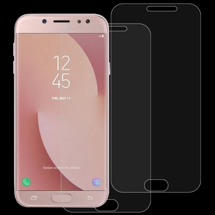 2 PCS 0.26mm 9H 2.5D Arc Edge Tempered Glass Film for Galaxy J7 Pro / J730